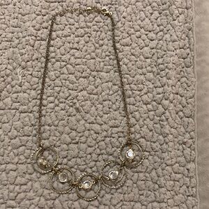 Source Unknown Gold Necklace with Crystal Circles